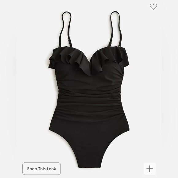 NWT J. Crew Size 2 Matte ruched one-piece swimsuit with ruffles In Black - Picture 3 of 13